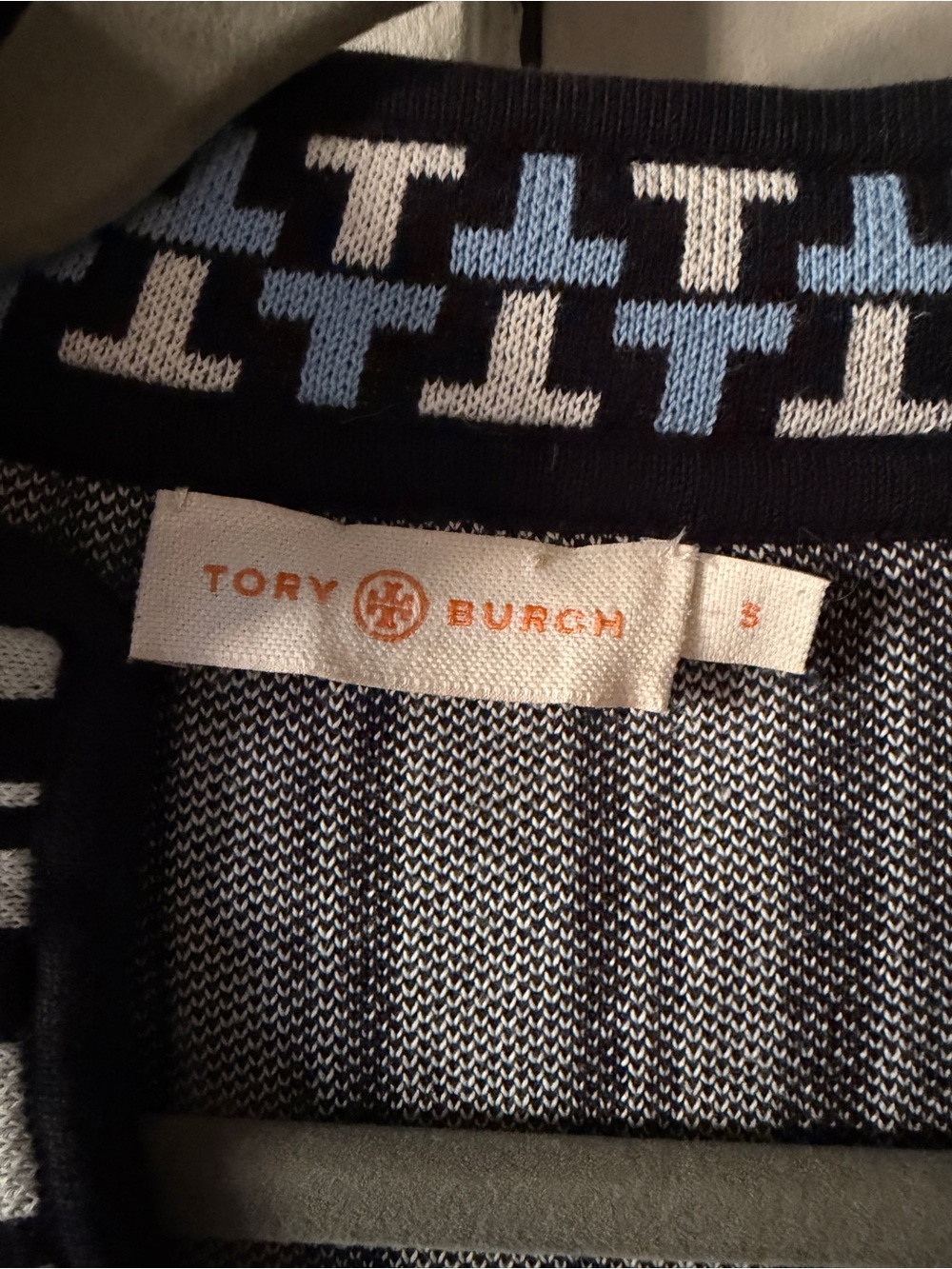 Tory Birch Gina Tunic Black and White Striped Cotton V-neck Top size Small - Picture 4 of 8